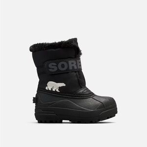 Size 8 Toddler Sorel Kids Black Snow Boot with White Polar Bear